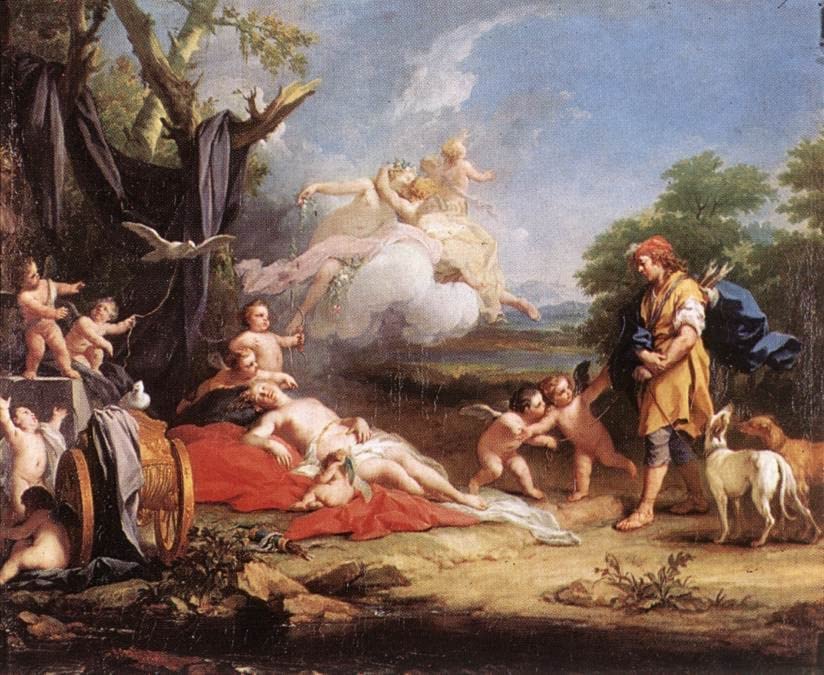 Toile Vénus et Adonis Jacopo Amigoni portrait d'art classique de musée