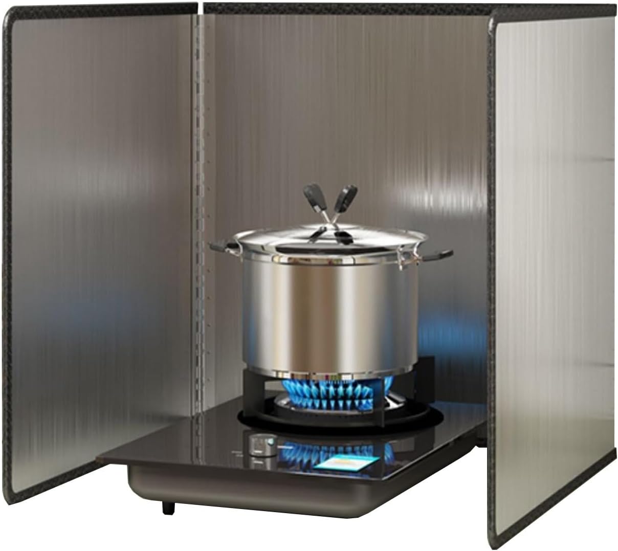 Oil Splatter Guard, 3 Sided Stainless Steel Folding Grease Screen, Nonstick Cookware Backsplash Protector for Stove and Gas Range