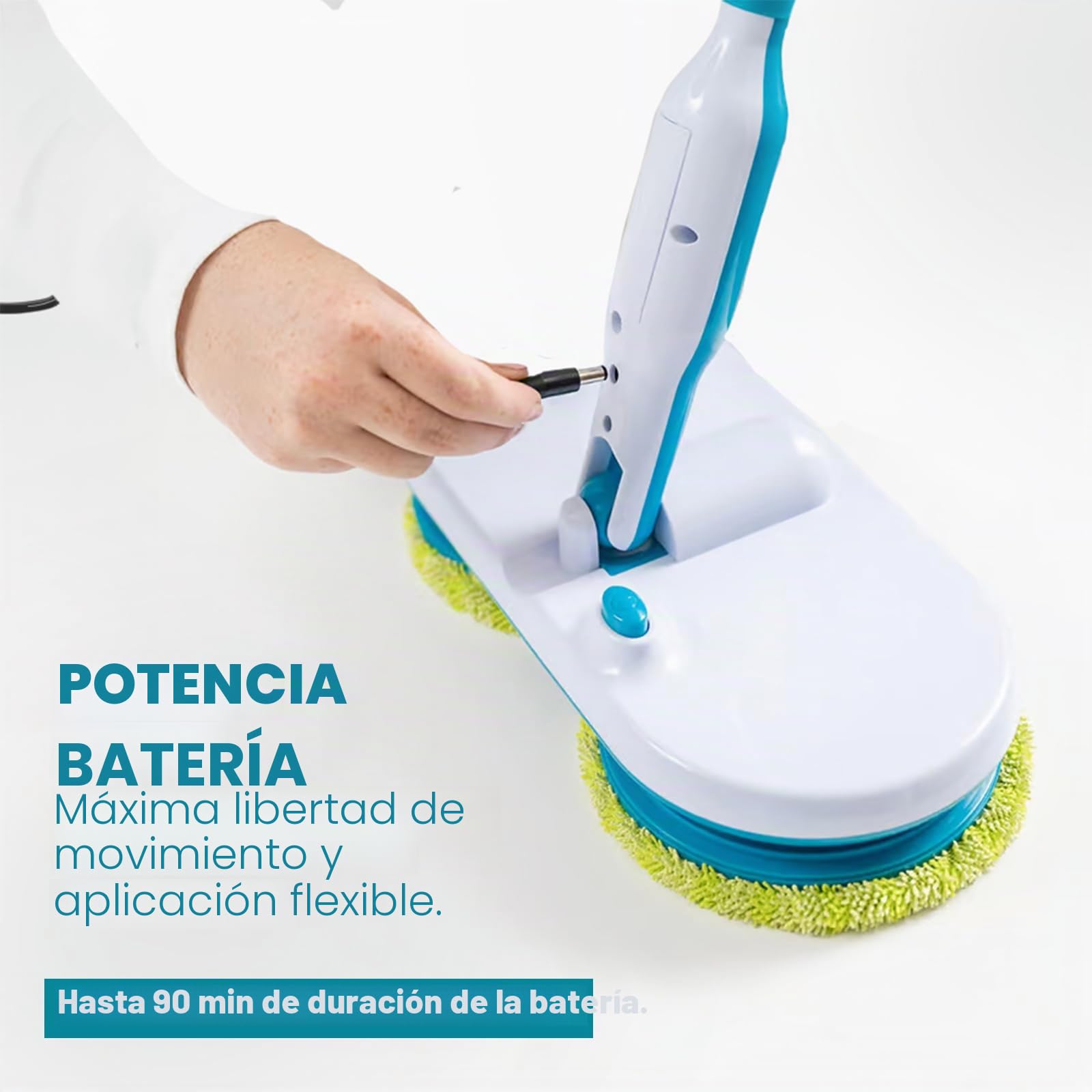 Fregona eléctrica Hurricane Floating Mop - Limpiaparabrisas Recargable para Fregar, Fregar y Fregar - con 2 Almohadillas de Microfibra 3