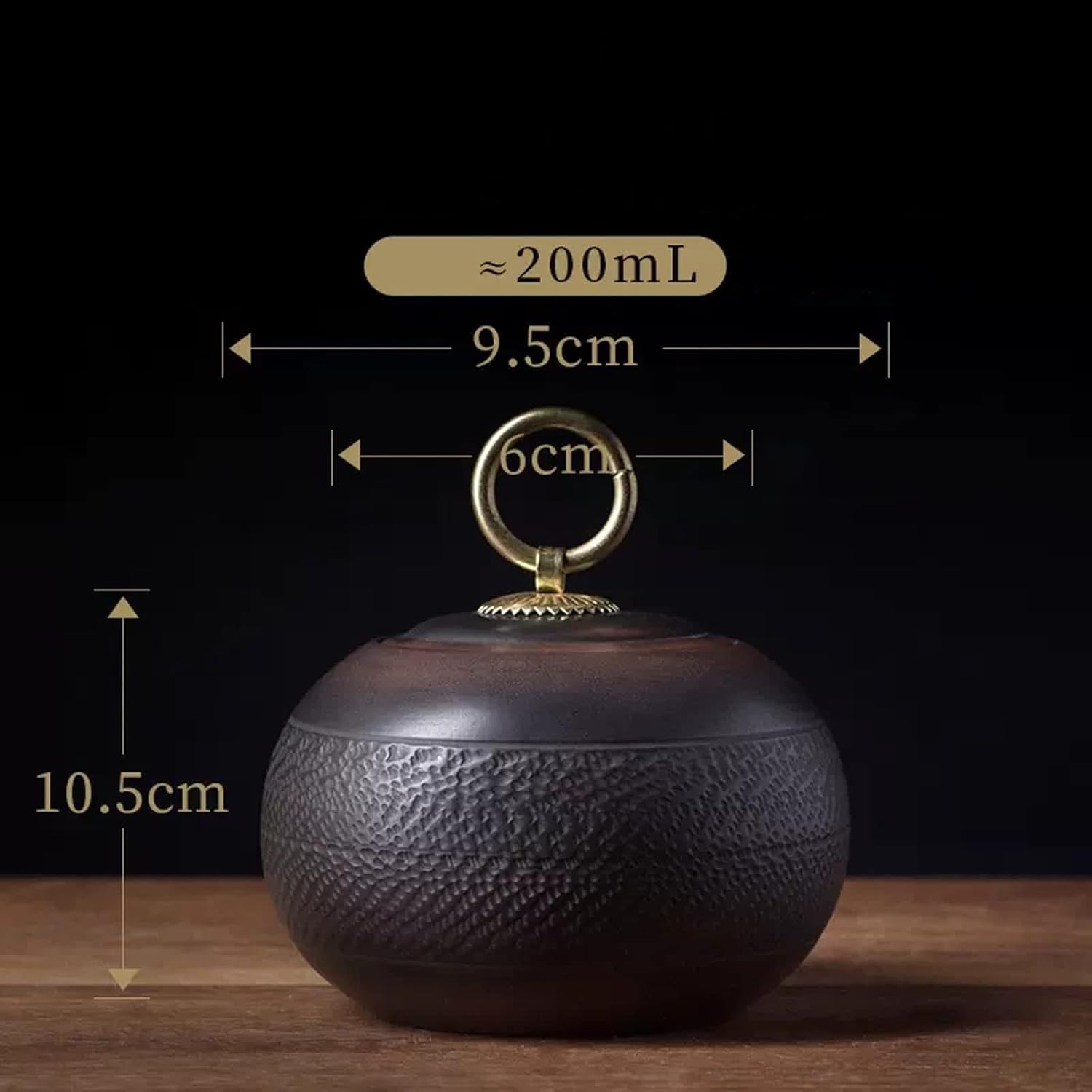 Tea Tin Tea Storage Containers Ceramic Sealing Jar with Hammer Grain Texture Purple Sand for Loose, 200ML Container
