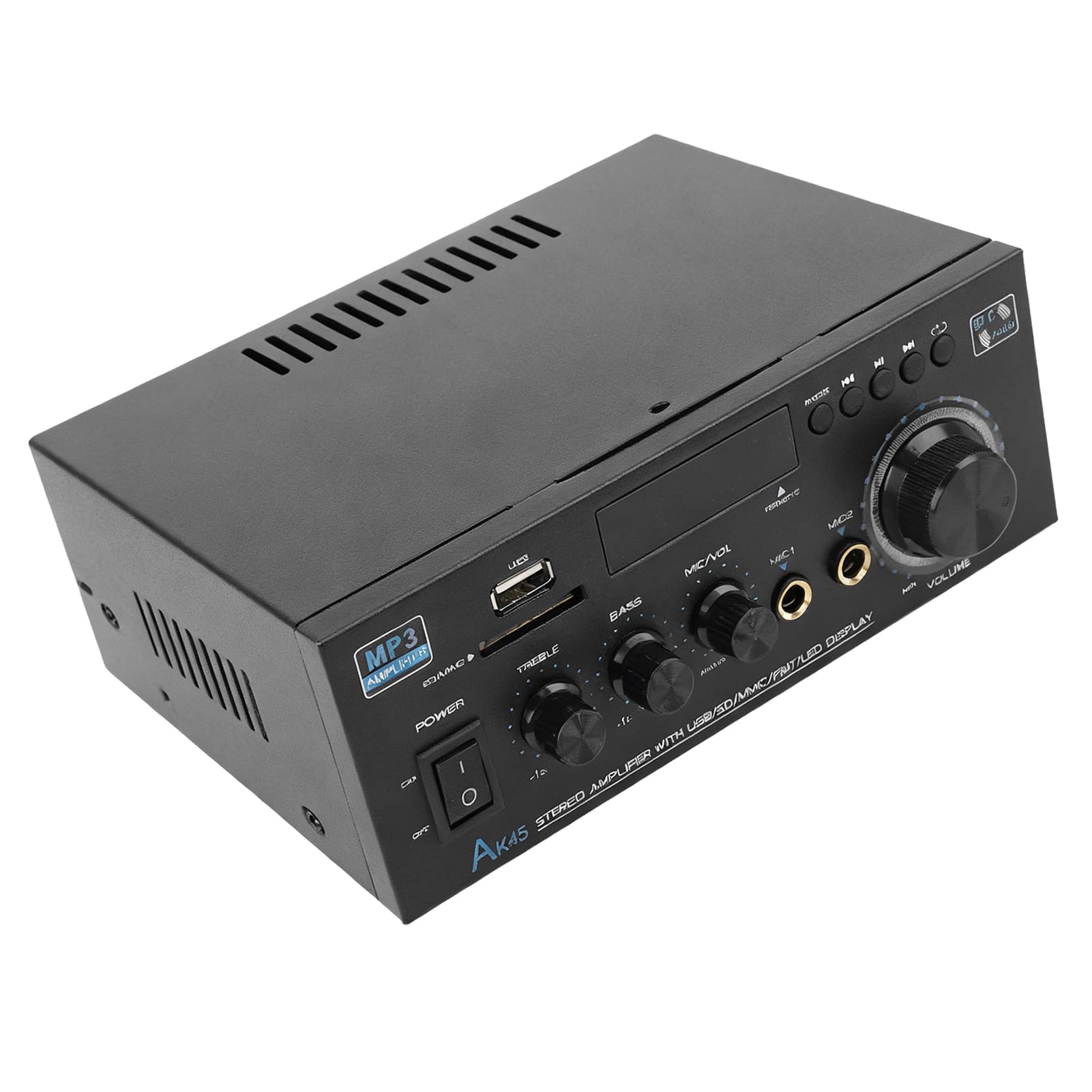 Amplificatore Stereo Audio 2.0, Ricevitore da 400W di Picco | Amplificatore Bluetooth con USB, scheda di memoria, AUX, ingresso microfono, per sistema di altoparlanti Home Theater