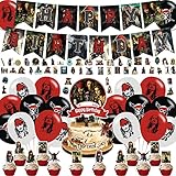 Pirates of the Caribbean Party Decorations,Birthday Party Supplies for Depp - Includes Banner, 12 Cake Toppers, 18 Balloons, 50 Stickers