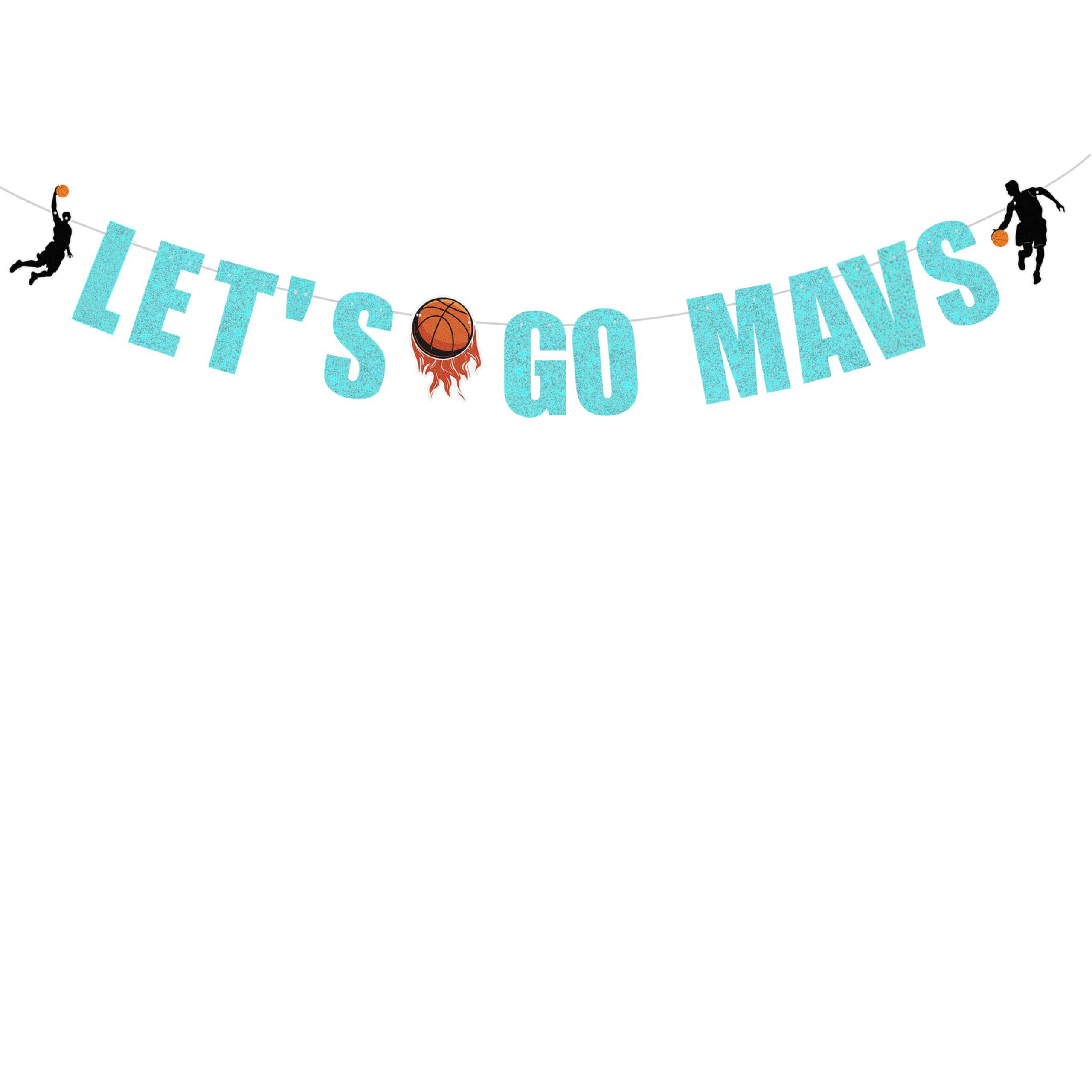 Bannière pré-cordée Lets Go Mavs bleu pailleté – Décoration basket