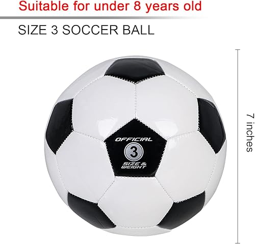 Miniatura 2 de Balón de fútbol para niños, tamaños 3, pelotas de fútbol tradicionales clásicas para jóvenes, perfectas para exteriores e interiores, partido o