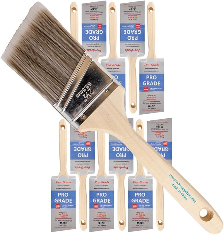 Paint Brushes, 2.5 Inch Angle Paint Brush, Walls & Trim, 12 Pack | Sash, cut-in & detail work | Furniture, cabinets & doors | Interior & exterior | Latex, oil & stain | Medium stiff bristles