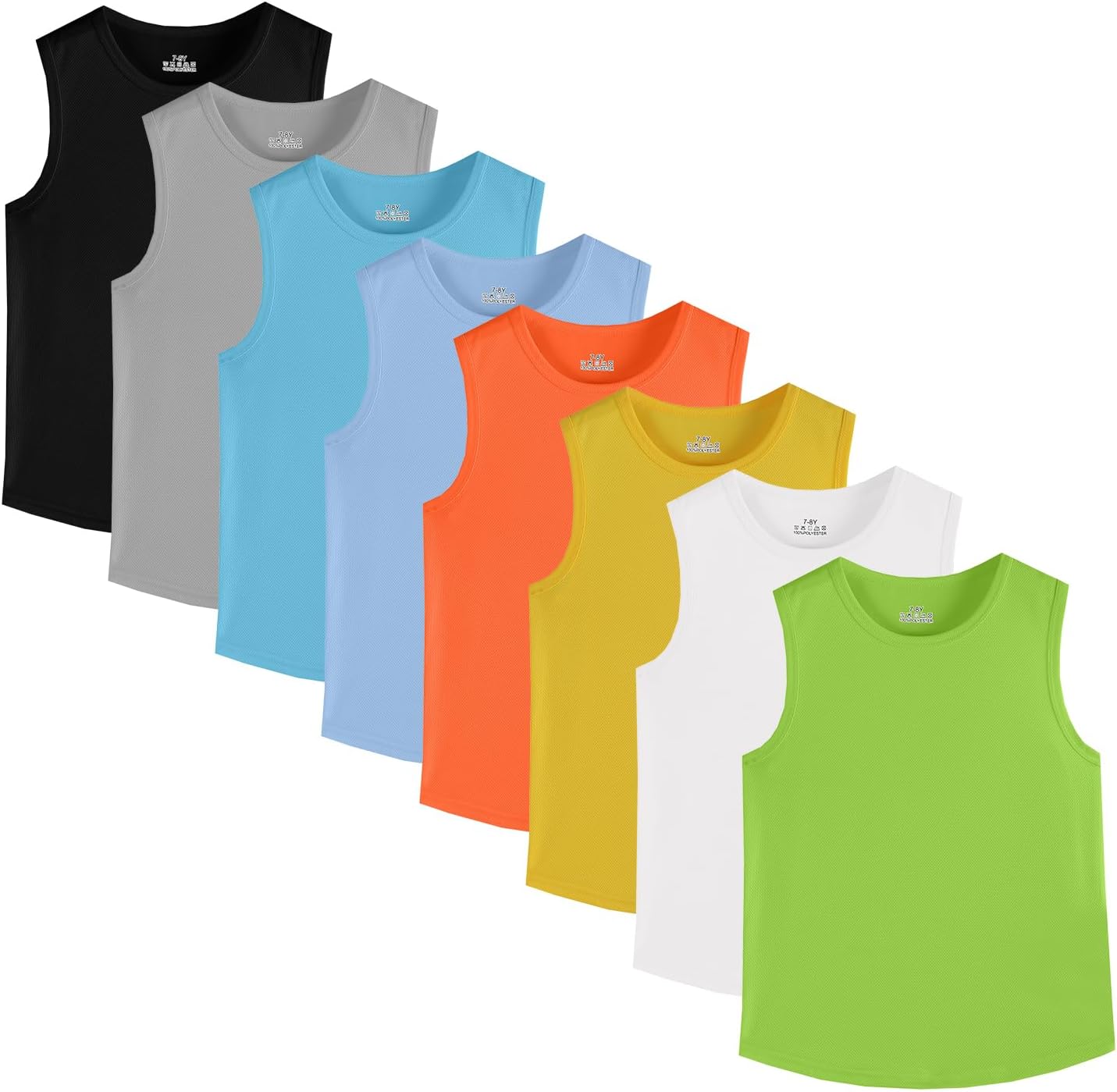 8-Pack Boys Tank Tops Kids Athletic Shirts Sleeveless Mesh Quick Dry Toddler Undershirts Youth Running Tops