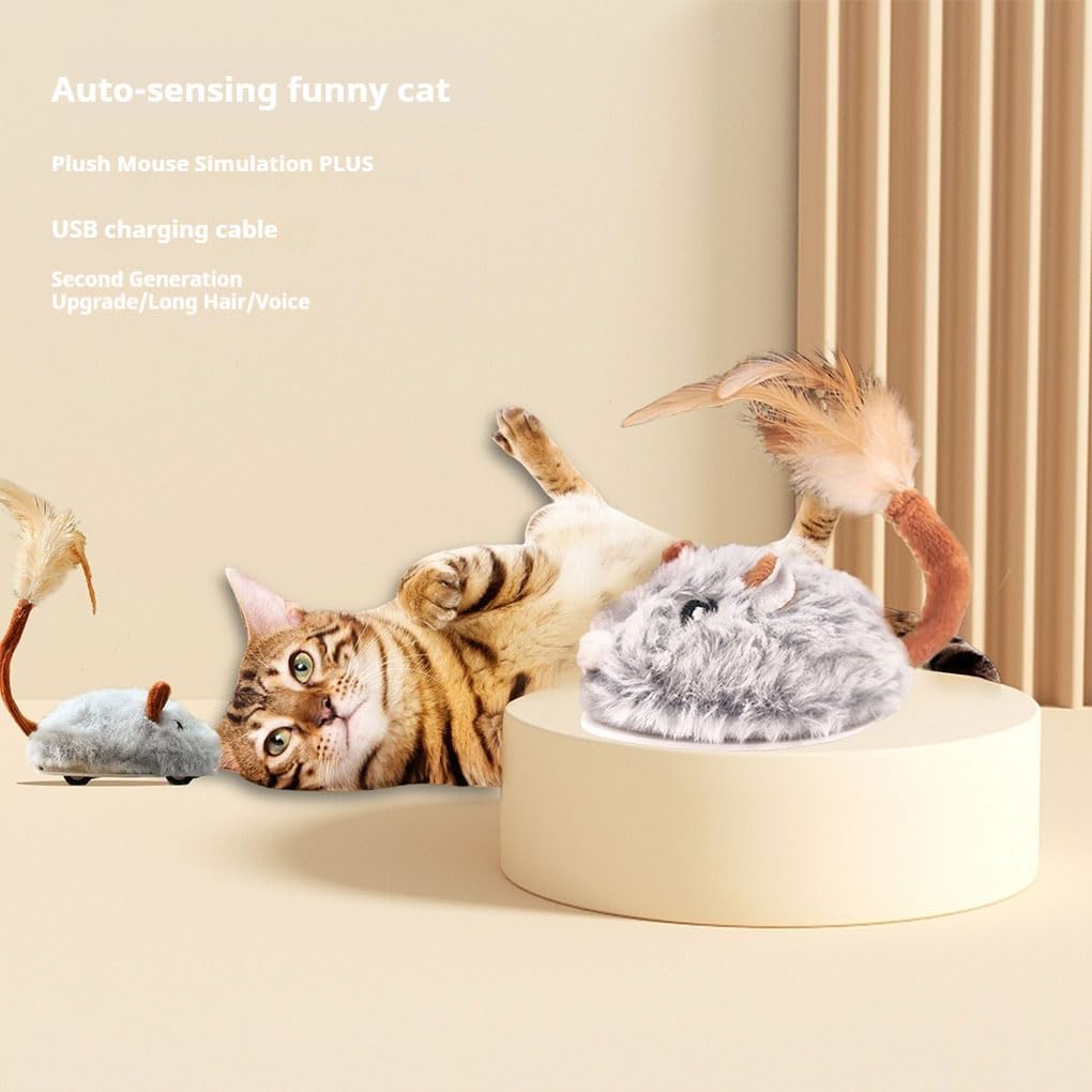 Juego de 10 ratones eléctricos interactivos para gatos, fáciles y duraderos, resistentes y duraderos, juguetes automáticos para gatos, juguetes eléctricos para gatos, color gris