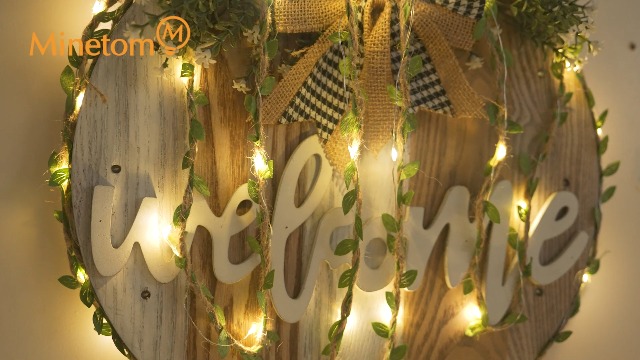 Image of Minetom Vine Fairy Lights Battery Operated: 21ft 60 LED Leaf-Embellished Hemp Rope Fairy Lights with Remote - Twinkle String Lights for Girls Bedroom Dorm Room Wall Decorations