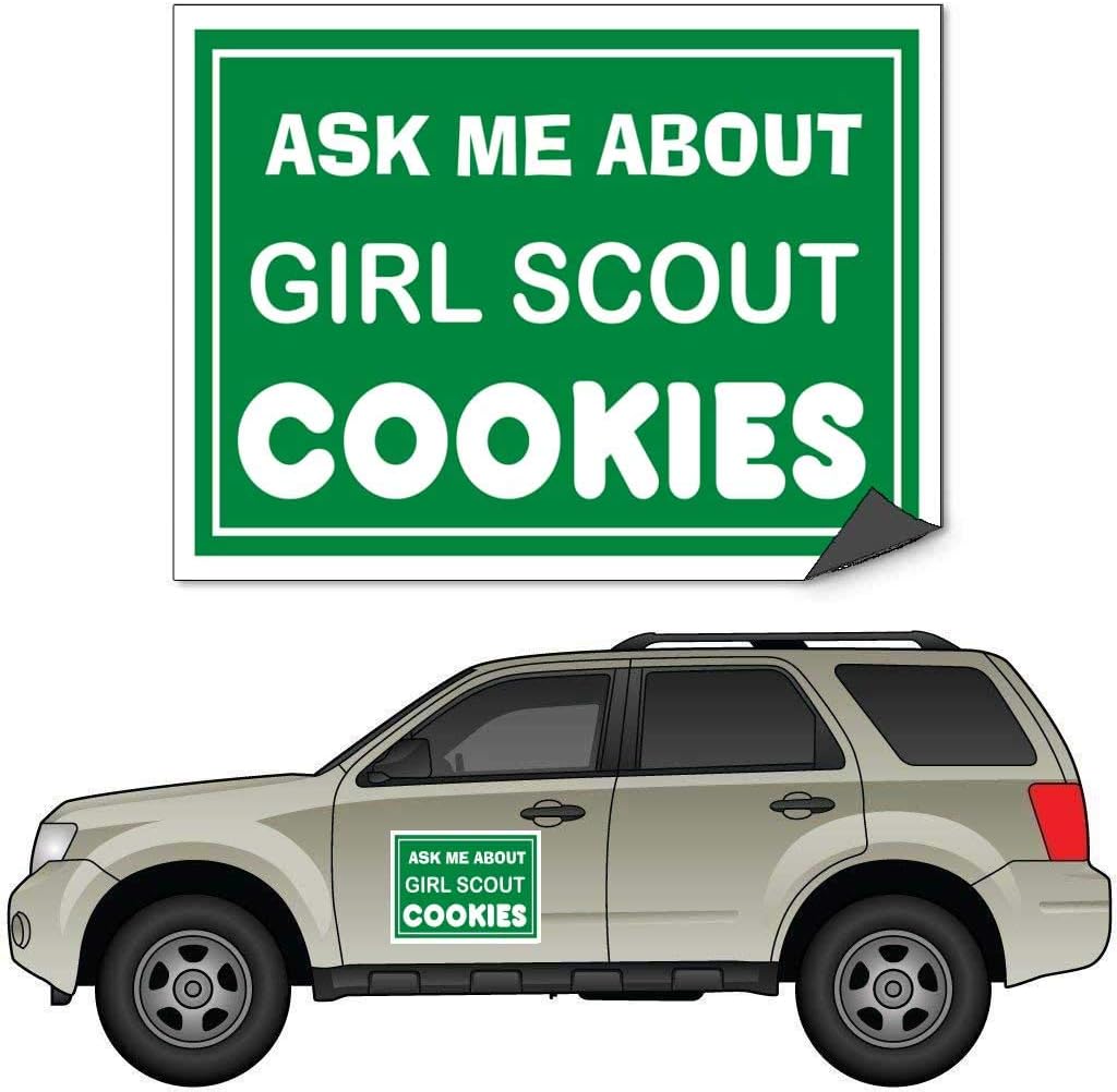VictoryStore Car Door Magnet: Ask Me About Girl Scout Cookies Car Door Magnets - Set of 2 - Color 18 inches x 24 inches