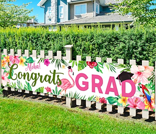 Large Aloha Congrats Grad Banner 2023 Graduation Party Decorations Luau Grad Yard Sign Class Of 2023 Hawaiian Backdrop For High School College Graduation Party Supplies #TOP2