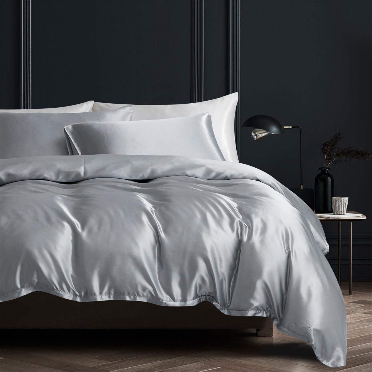 Damier Satin Bettwäsche 135x200 155x220 200x200 200x220 220x240 Uni Glatt Glänzend Hochwertiges Bettwäsche Satin mit Reißverschluss und Kissenbezüge
