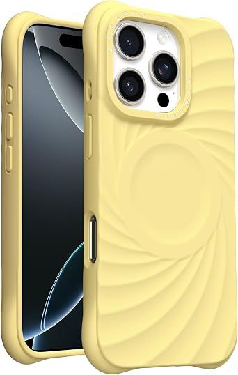 ORNARTO Vortuxe for iPhone 16 Pro Max Case, Fit for MagSafe, Buttercream Yellow