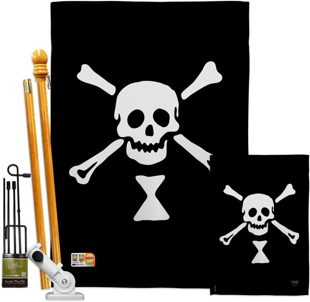 Emanuel Wynne House Flag Coastal Pirate Ship Skull Treasure Map Carribean Jolly Blackbeard Jack Small Decorative Gift Yard Banner Made In USA 28 X 40
