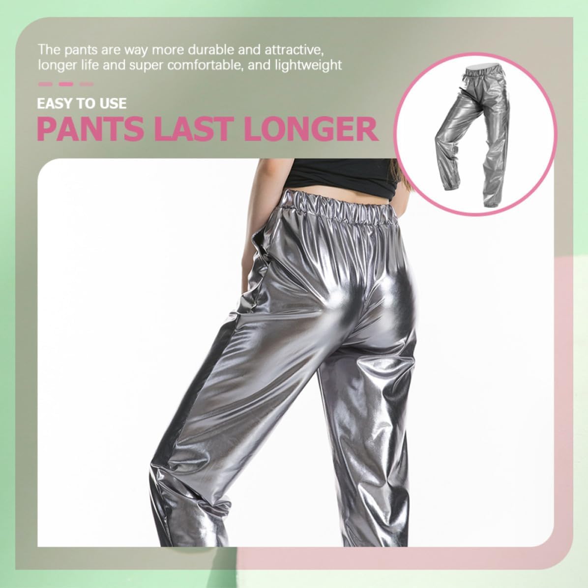 Women’s Casual Baggy Dance Pants with Elasticated Waistband, Comfortable Polyester and Spandex Material, for Daily Wearing and Office Use, Stylish Gunmetal Gray Trousers