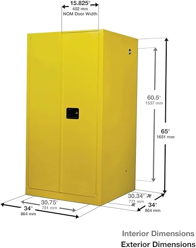 Miniatura 32 de Justrite Sure-Grip EX Gabinete de almacenamiento de líquidos inflamables, gabinete de fuego de acero reforzado de 60 galones para almacenamiento