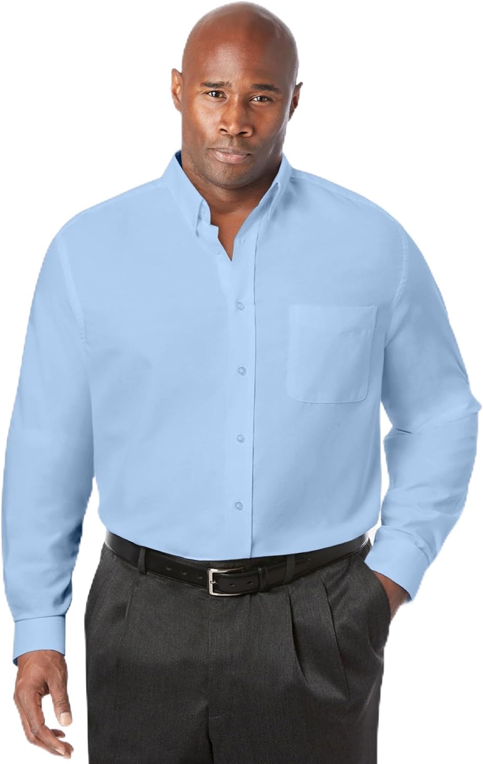 KingSize Men's Big & Tall Long-Sleeve Wrinkle-Free Everyday Oxford - 19 37/8, Sky Blue