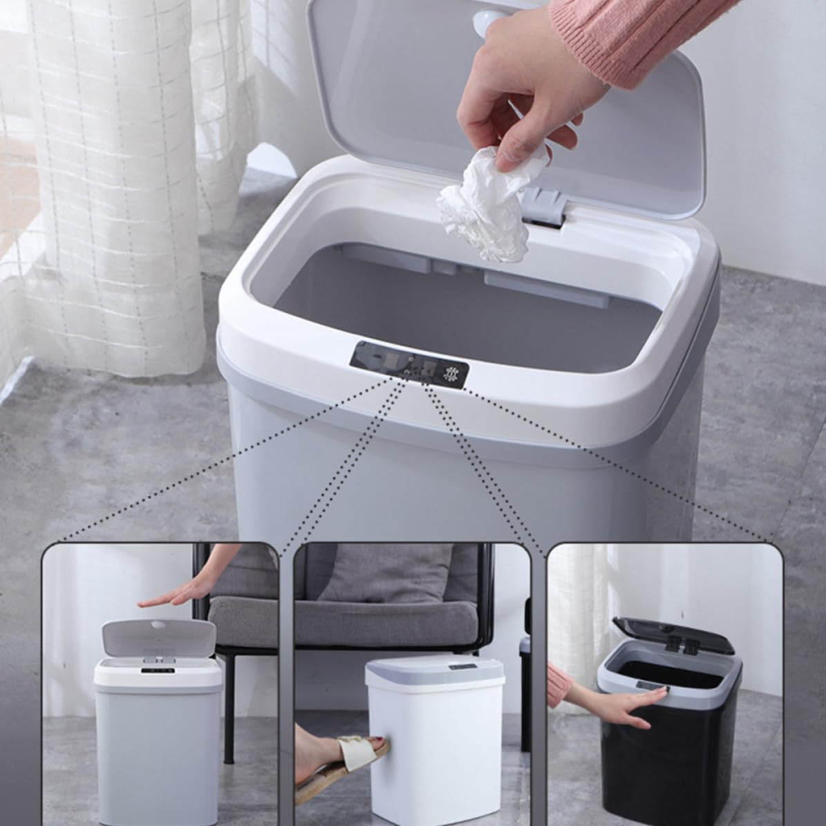 NUOBESTY Intelligenter Sensor Mülleimer 15 Liter Kunststoff Rechteckig