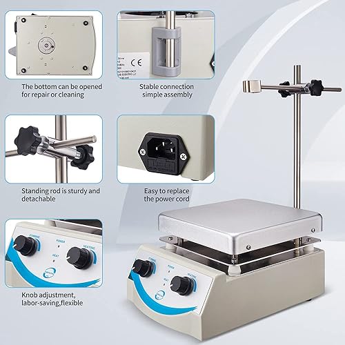 Miniatura 6 de SH-3 Agitador magnético de placa caliente 169.1 fl oz volumen con control dual y barra de agitación de 1 pulgada