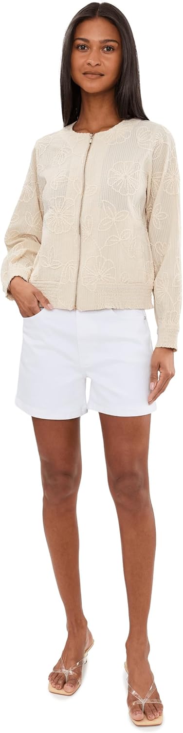 Liverpool Los Angeles Women's Long Sleeve Collarless Jacket with Smocking