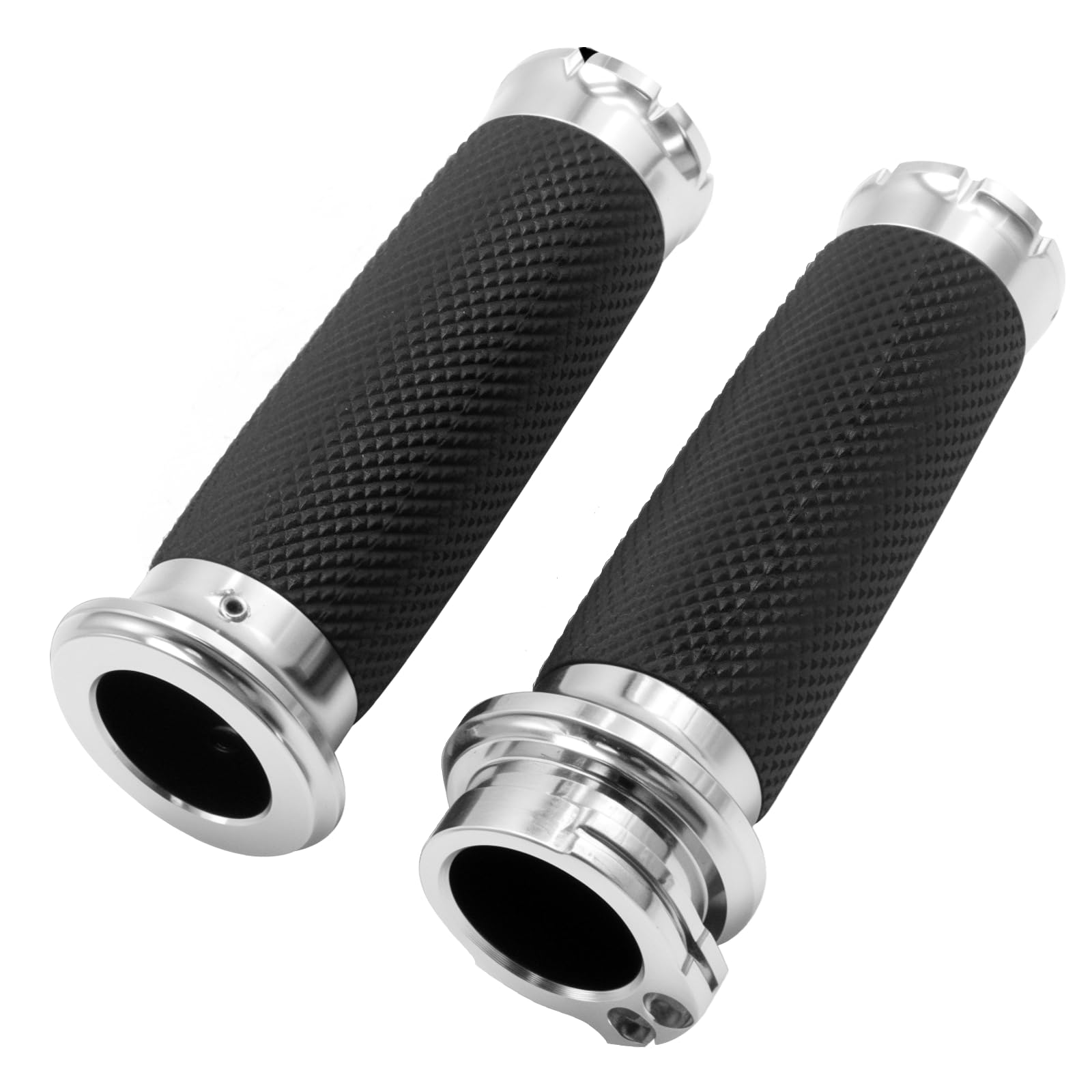 1 Inch Chrome Motorcycle Hand Grips Handlebar Grips Cable Throttle, Motorcycle Grips Replaccement for Harley Davidson Sportster Touring Dyna Softail Street Glide 883 1200