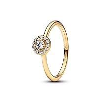 Pandora Anello da donna rotondo Pavé Alone oro 163554C01, 56, 17,8, Argento sterling, Zirconia cubica