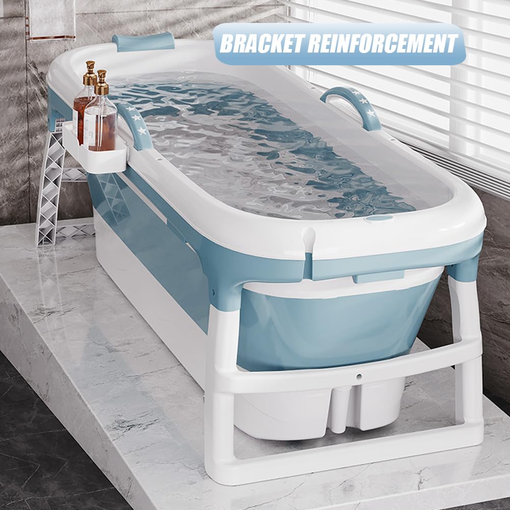 Baignoire pliable pour adulte, le choix le plus confortable pour la salle de bain familiale, Idéale pour les petites salles de bains, douche et balcon (118 * 60 * 53cm -Bleu)