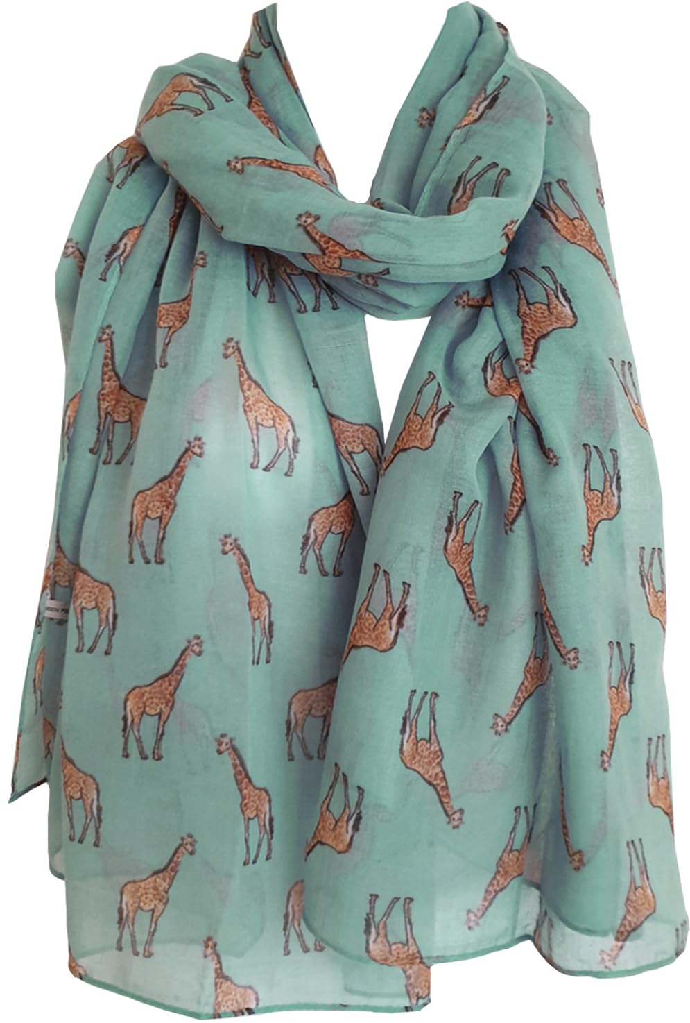 Glamlondon Women's Duck Egg Giraffe Print Scarf Latest Fashion Modern Giraffa Animal Horse Wrap Shawl (Duck Egg)