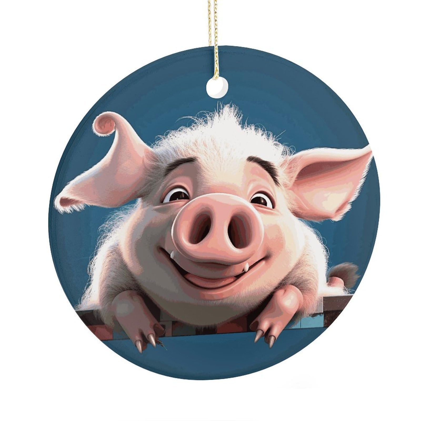 Adfgyerh Style Smiling (22) Ceramic Circular Pendant,2.9 Inch，Hanging Ornament，Gift Exchange Idea Round Ceramic Ornament,For Mom And Daughter，For Home Indoor Outdoor Decor.