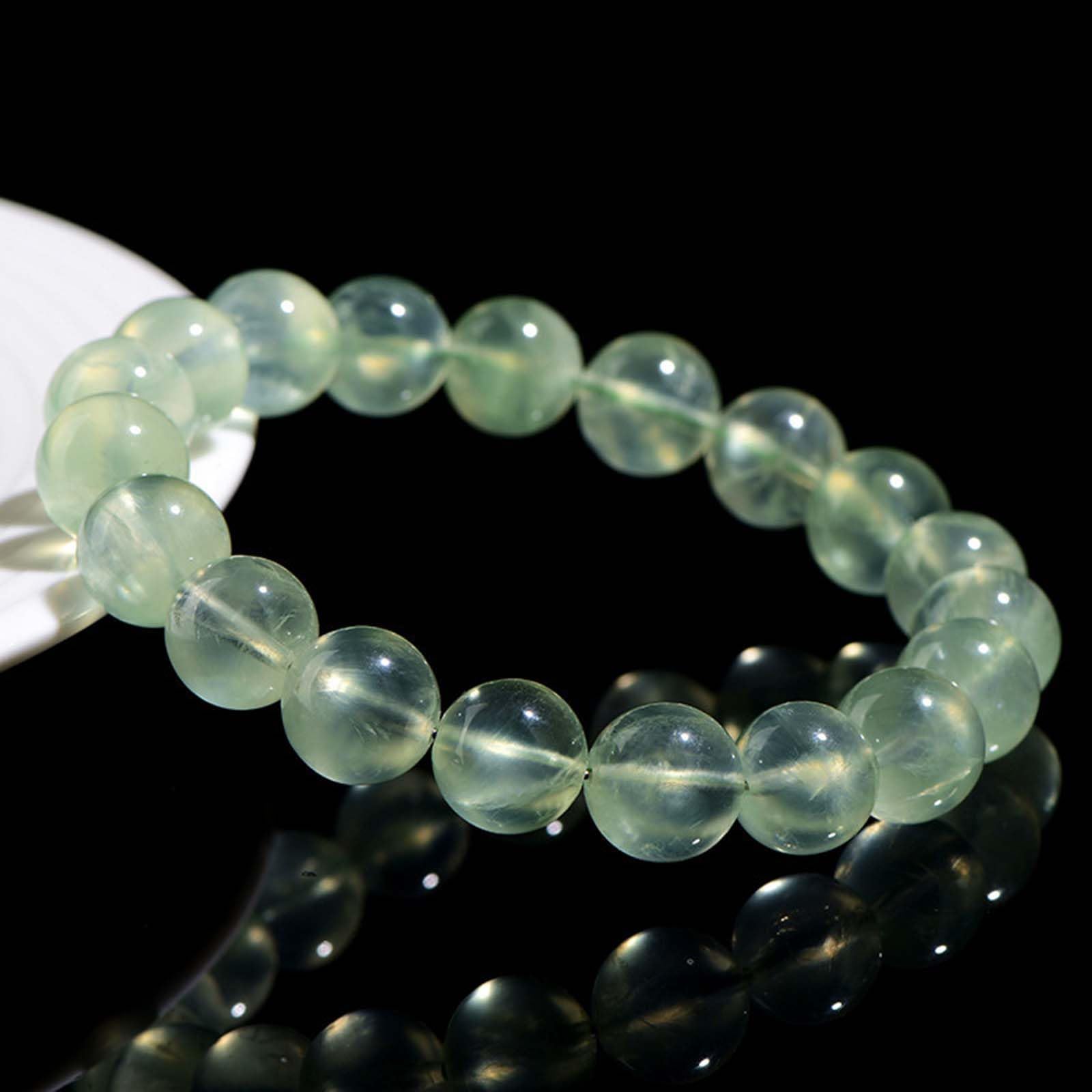 Braccialetti Elasticizzati con Perline Prehnite di Grado 7A