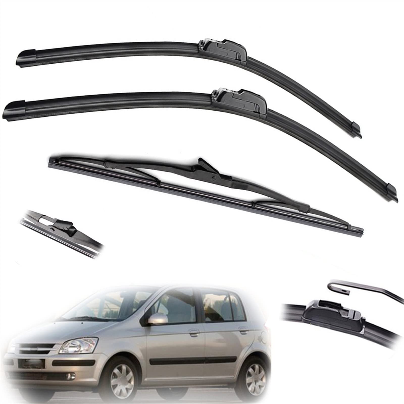 Balais d'essuie-glace brosses pare-brise avant arrière pour Hyundai Getz 2003 2005 2007 2008