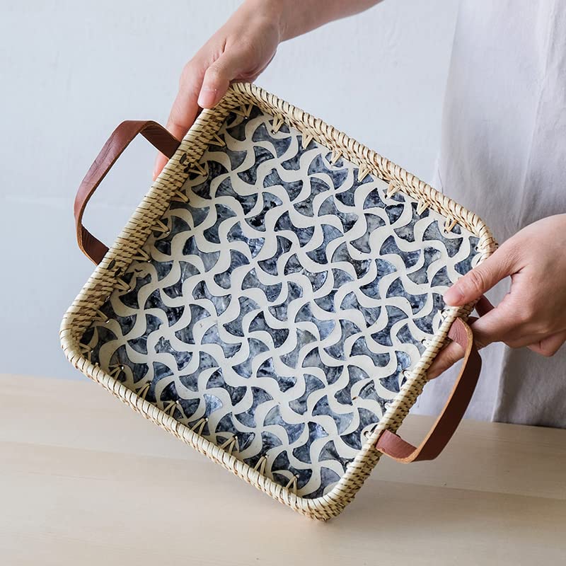 SAFIGLE Geflochtener Brotkorb Aus Kunststoff-Rattan – Aufbewahrungskorb Für Obst & Snacks, 21,5x21,5x2 Cm, Braun