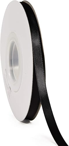 Miniatura 2 de YAMA Cinta de satén negra de doble cara de 14 de pulgada, 25 yardas, cinta negra fina para envolver regalos, manualidades, lazos, decoración de