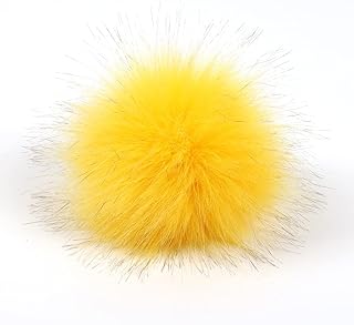 10 pompones de pelo sintético de 15 cm, con botón de presión, grande, de piel sintética, pompón para gorros, bolsas, decoración navideña, gorros, accesorios de ropa, color amarillo