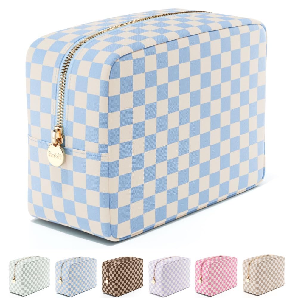 Embla Makeup Bag Travel Cosmetics Pouch and Toiletry Bag, Nylon Zipper Pouch Purse, Cute Make Up Organizer Storage Tote for Women Girls,Travel