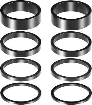 8 PCS Bicycle Headset Spacer, 4 Sizes Aluminium Alloy Bike Handlebar Stem Spacers Threadless Fork Washer Fit for 1 1/8-Inch Stem 2mm 3mm 5mm 10mm
