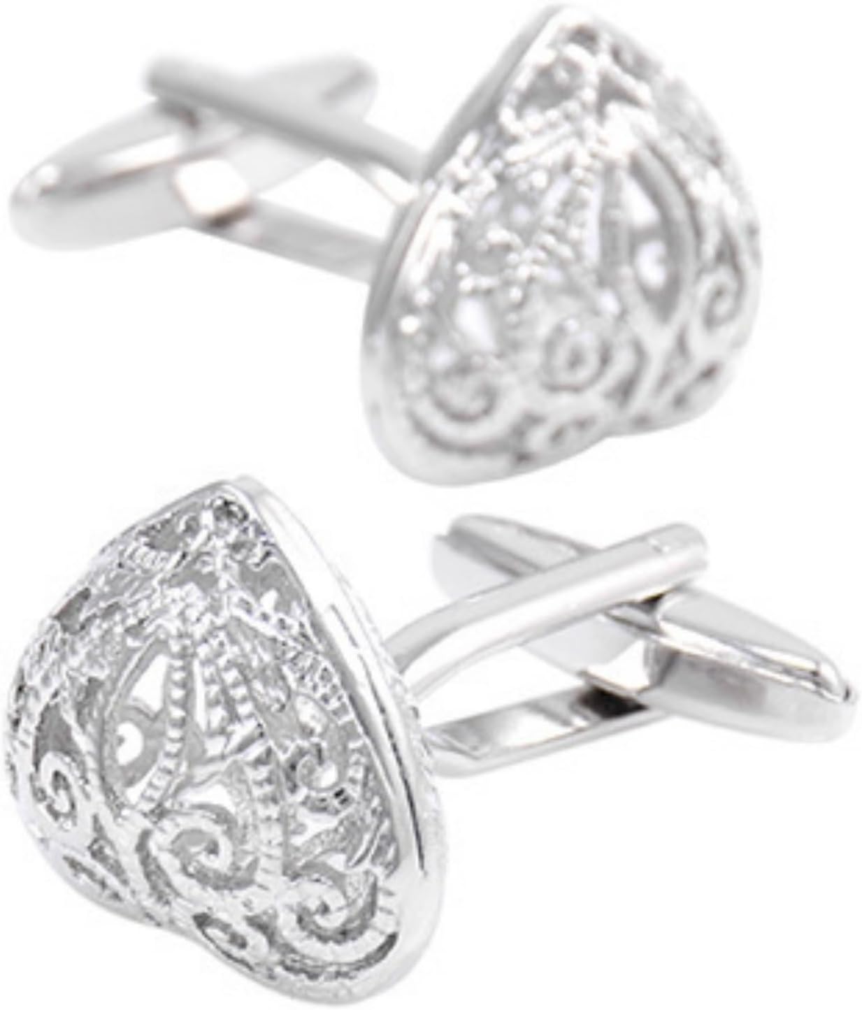 カフスボタン カフス メンズ ハート型のレトロな模様のウェディングカフスボタン 日常仕事 結婚式等