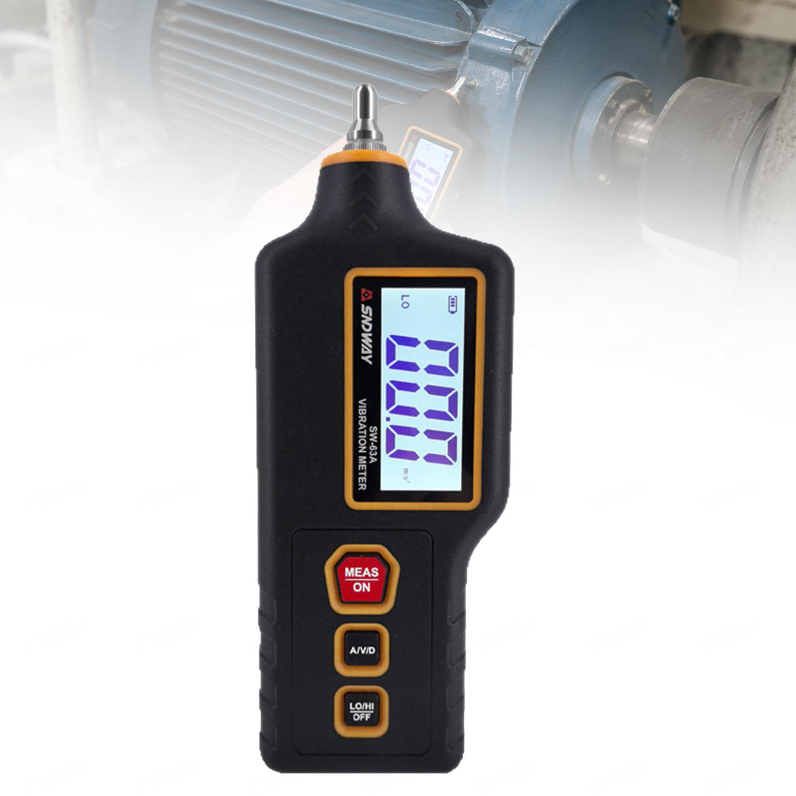 Medidor de vibración digital con puntas de sonda para pruebas de fallos del motor, mide aceleración, velocidad, desplazamiento, frecuencia HI/LO, LCD retroiluminado, 3 modos