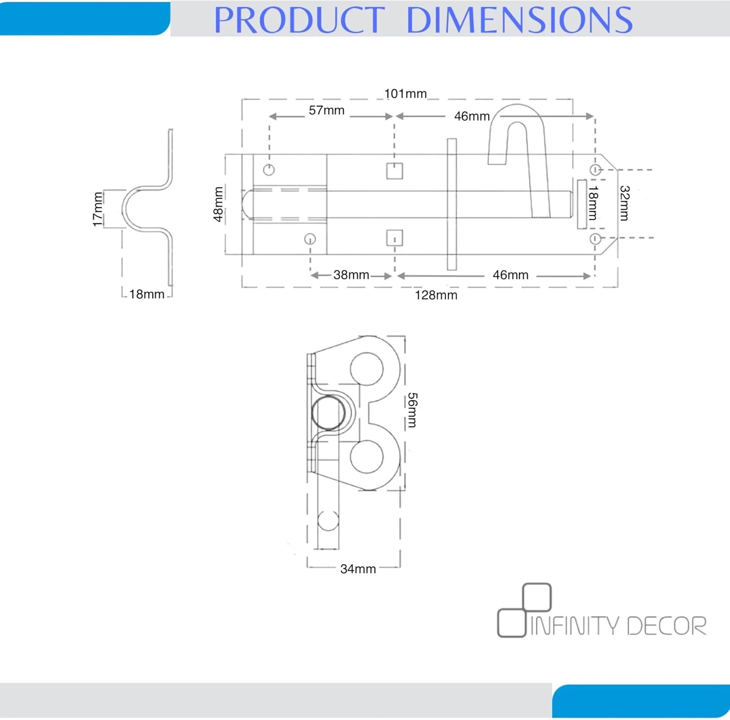 Infinity Decor® Garden Gate Ironmongery Kit for Wooden Garden Gate, Shed, Barn in Zinc for External Use - 3x12” 300mm Tee Hinges, 1x6” Twisted Ring Latch & 1x4" Brenton Bolt in Premium Quality