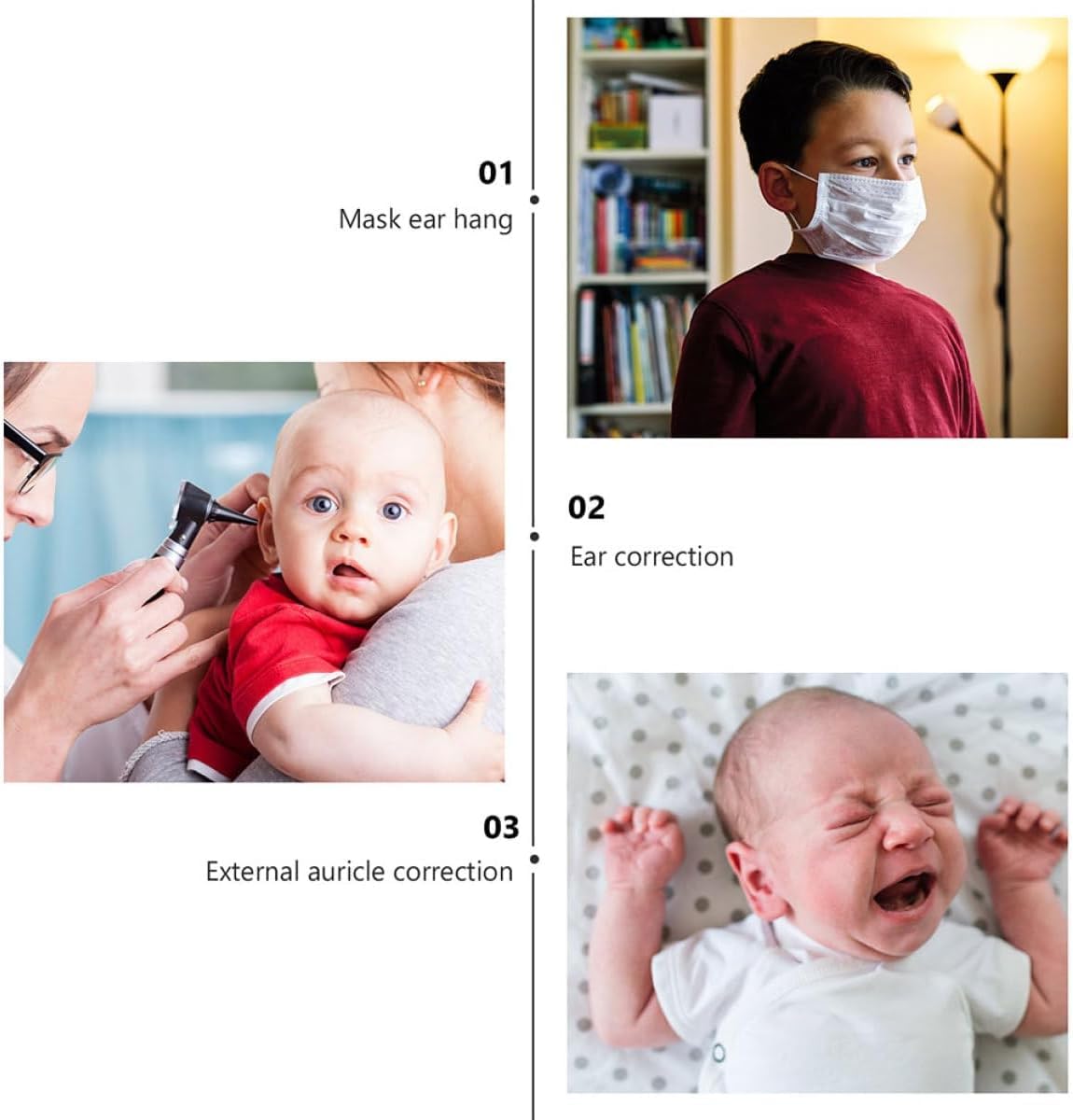 Correttore auricolare in silicone per neonati e bambini, correzione dell'orecchio sporgente per neonati e bambini, nero