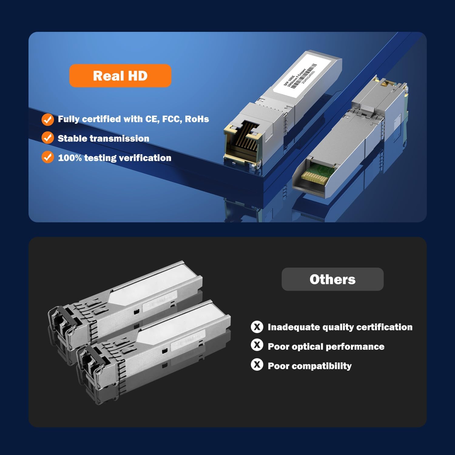 [2-Pack] 10Gb SFP+ to RJ-45 Module Transceiver 98Ft (30m), 10 Gigabit SFP+ Copper Ethernet CAT6a Transceivers Compatible with 5Gb/ 2.5Gb/ 1Gb, NOT Compatible with Brand HP, Dell, Aruba, H3C