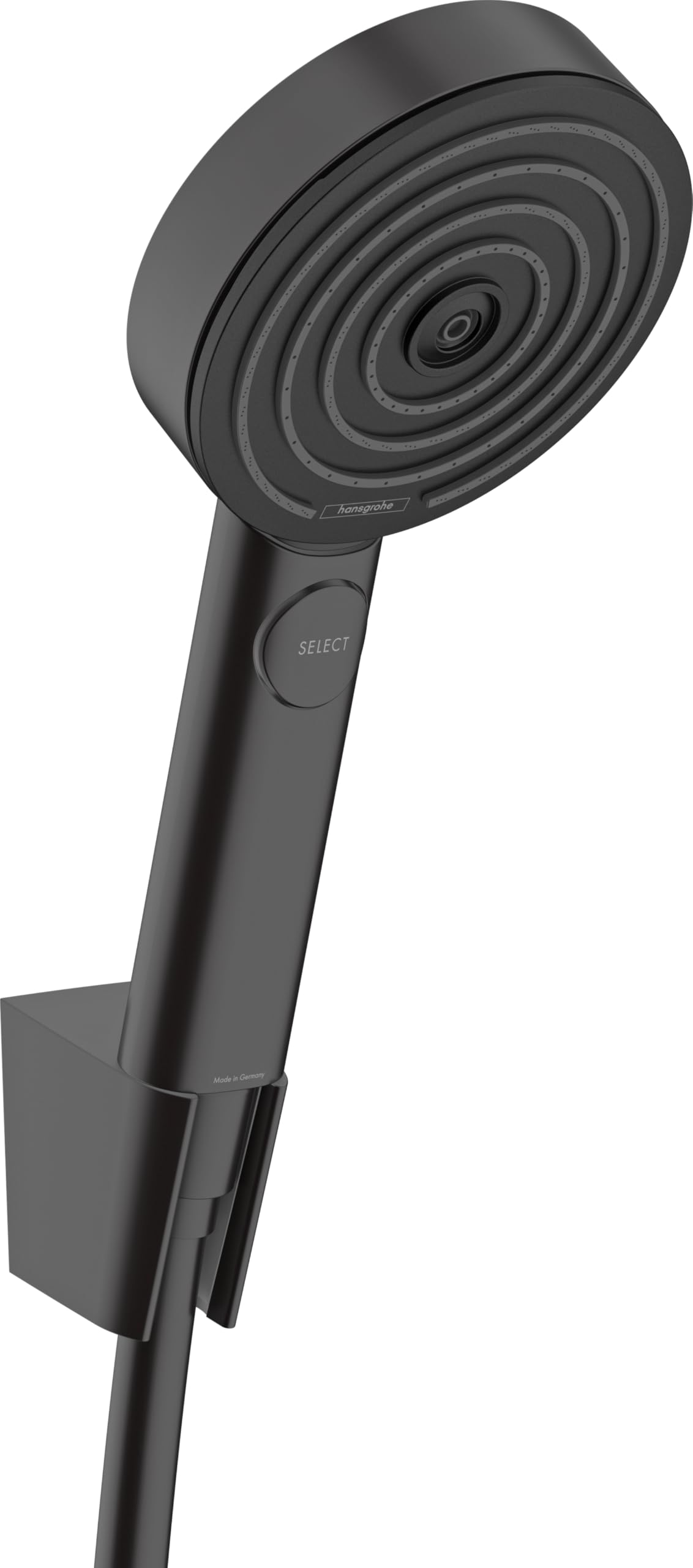 hansgrohe Pulsify Select S - Shower Set with Shower Head Water-Saving (EcoSmart, 3 Sprays incl. PowderRain), Shower Hose (1,60 m) and Shower Head Holder, matt Black, 24305670