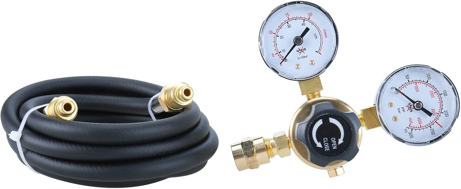 Argon CO2 Regulators Gauges Gas Welding Regulator CGA580 with 80inch Hose for Mig Tig Weld