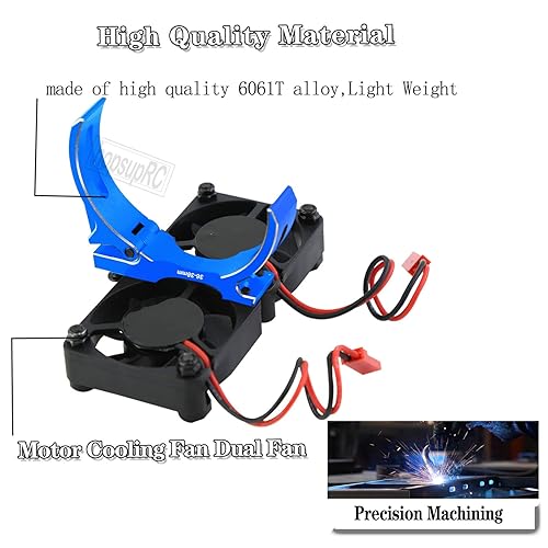 Miniatura 4 de Ventilador de refrigeración de motor 3660 540 550 con montaje ajustable de 1.417-1.496 in, parte para 110 Slash SCX10 TRX4, ventiladores dobles de