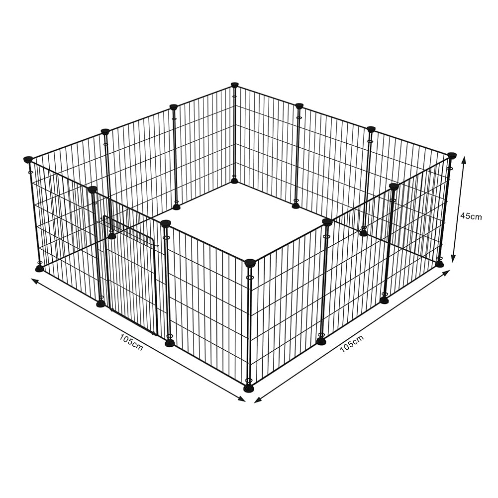 BAKAJI Recinto con Puerta para Animales de pequeño tamaño, Personalizable de Metal, Valla Modular cobayas, hámsteres, Conejos, Chinchillas, Interiores y Exteriores (110 x 75 x 49)
