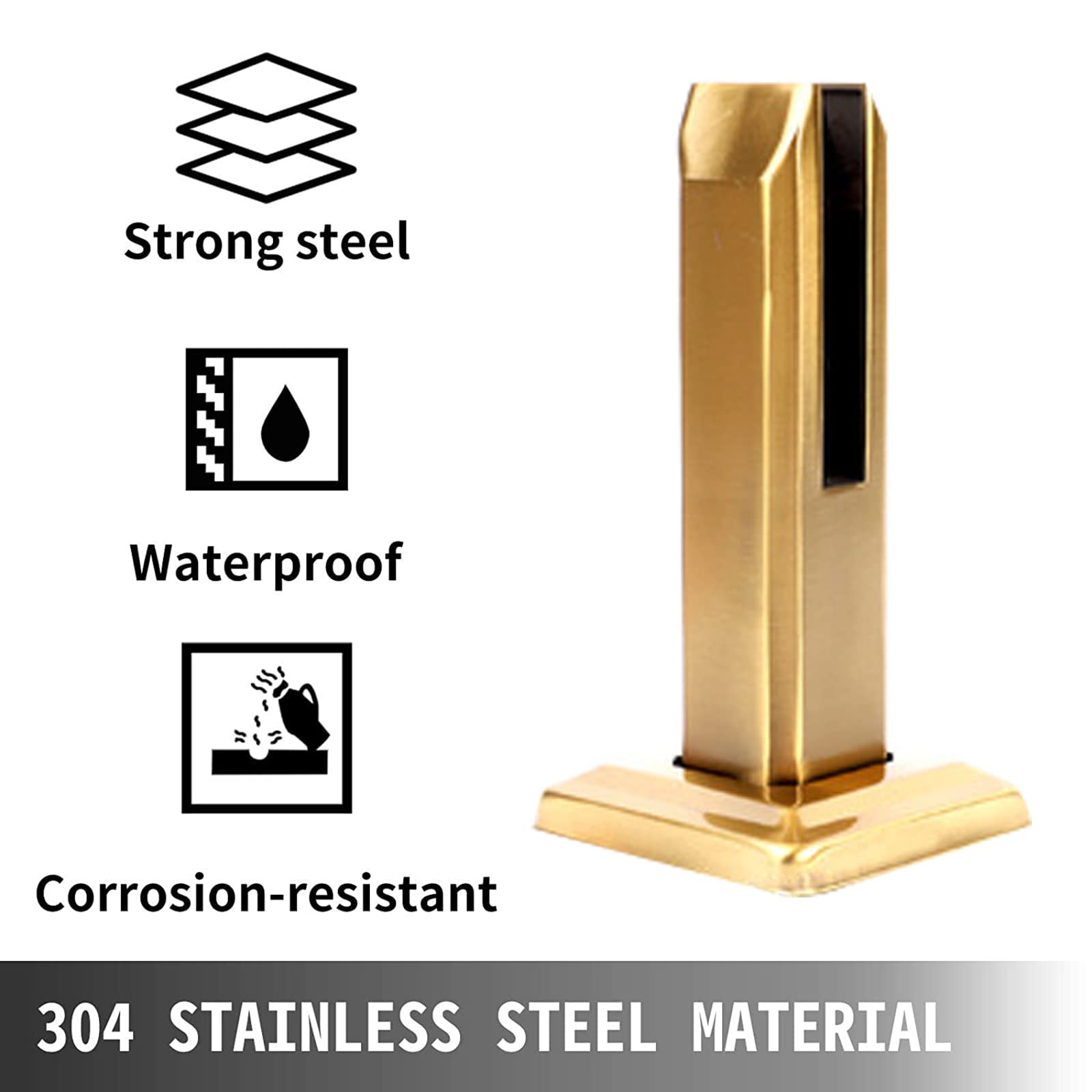 Pinces Verre 3/8"~1/2" Clips Verre en Acier Inoxydable 304,pour Clôture Verre Borderless, Pince Ergot Carrée Verre avec Entretoise Tournevis Hexagonal,200mm High,2pcs