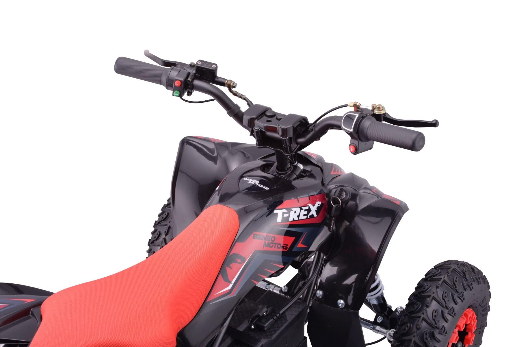 ATV électrique Quad pour Enfants T-Rex Rouge - 1300W, Batterie 48V (4 x 12V 12Ah), à partir de 6 Ans