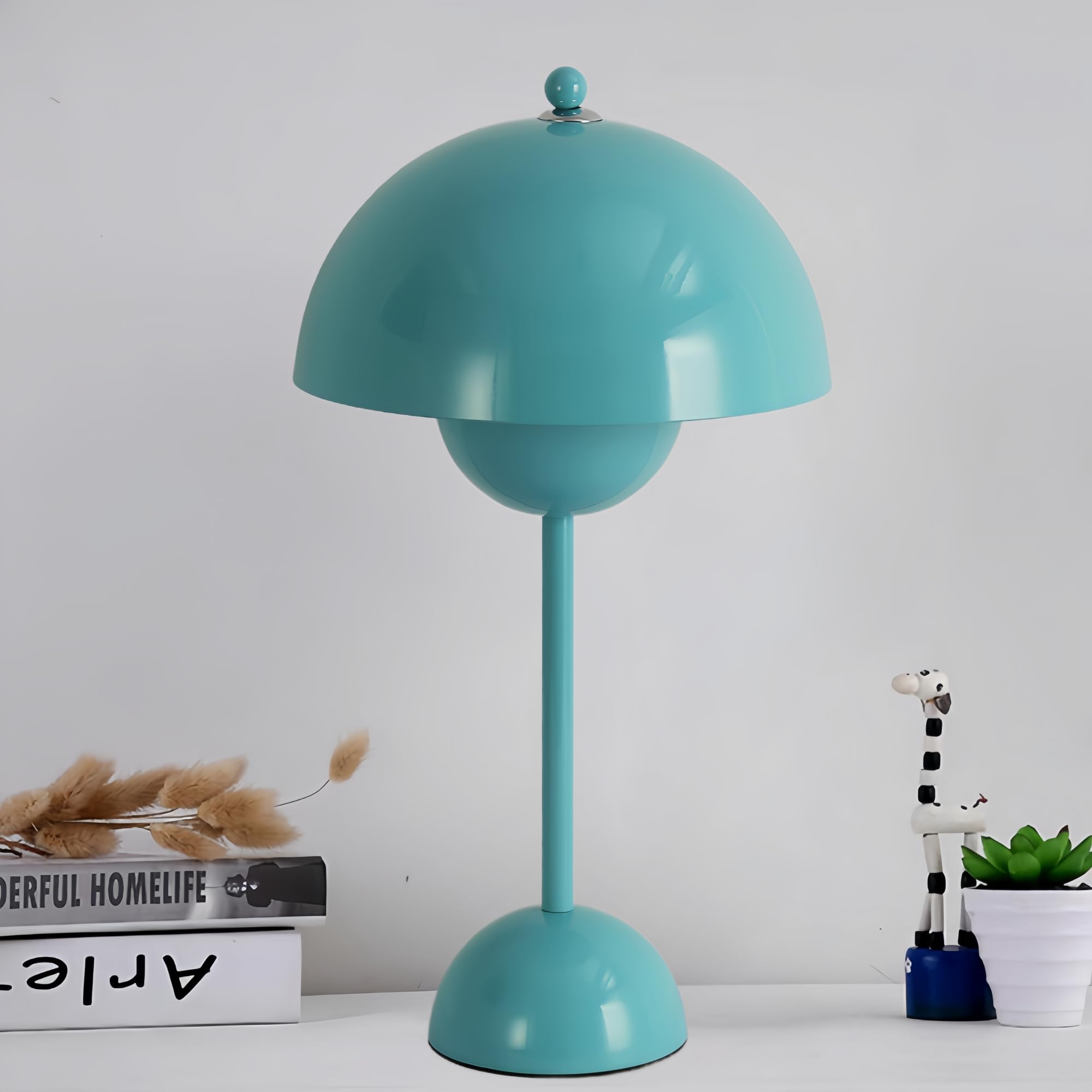 Alpinaluz Vintage Tischlampe – Türkisblauer Stahl, Parabolschirm & E27 Fassung | Indirekte Beleuchtung Für Wohnzimmer & Schlafzimmer