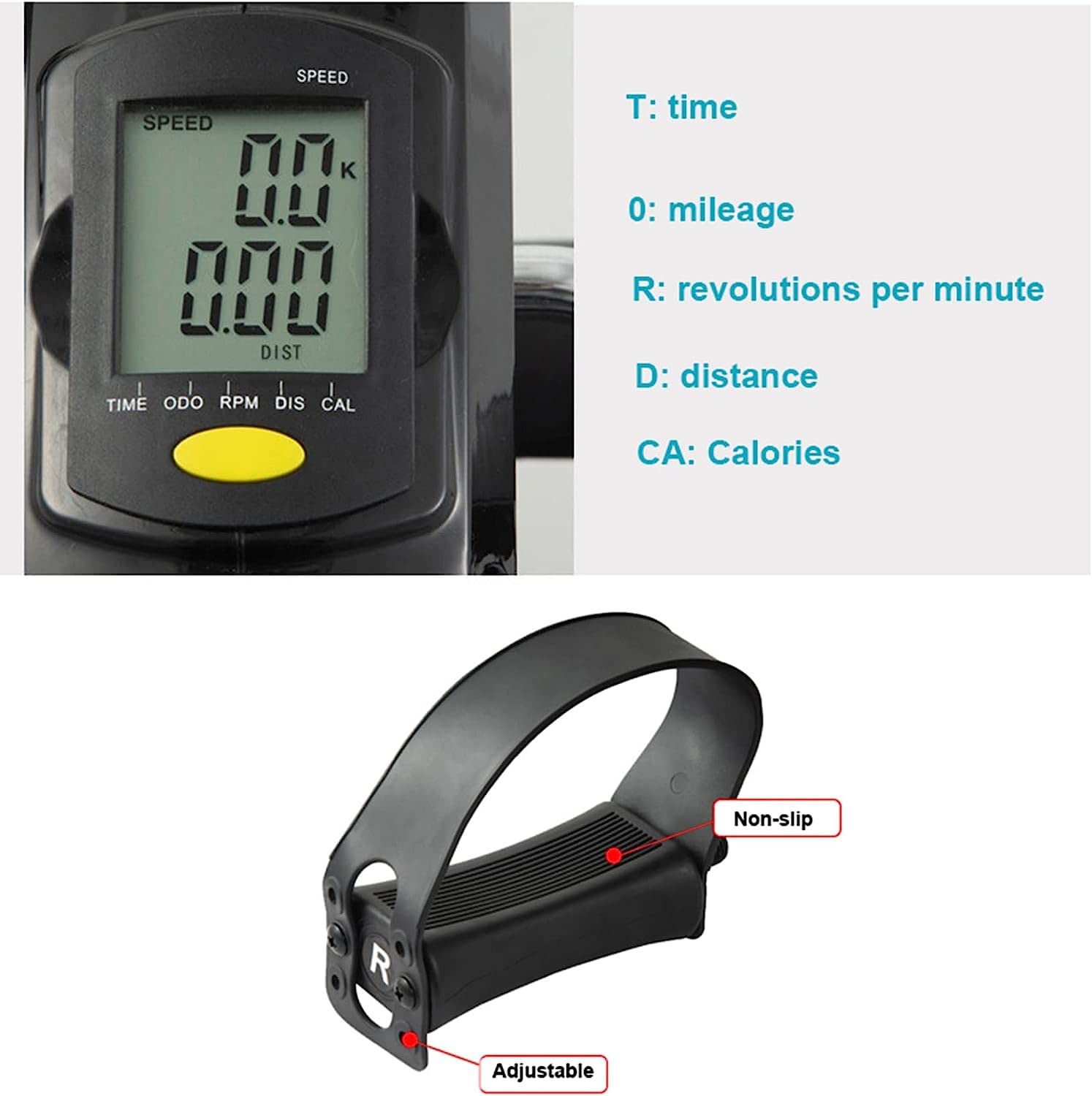 Mini rower rower treningowy pod biurkiem rowerek do ćwiczeń na pedałach Mini rower stacjonarny pod biurkiem eliptyczny do nóg i ramion (czarny)