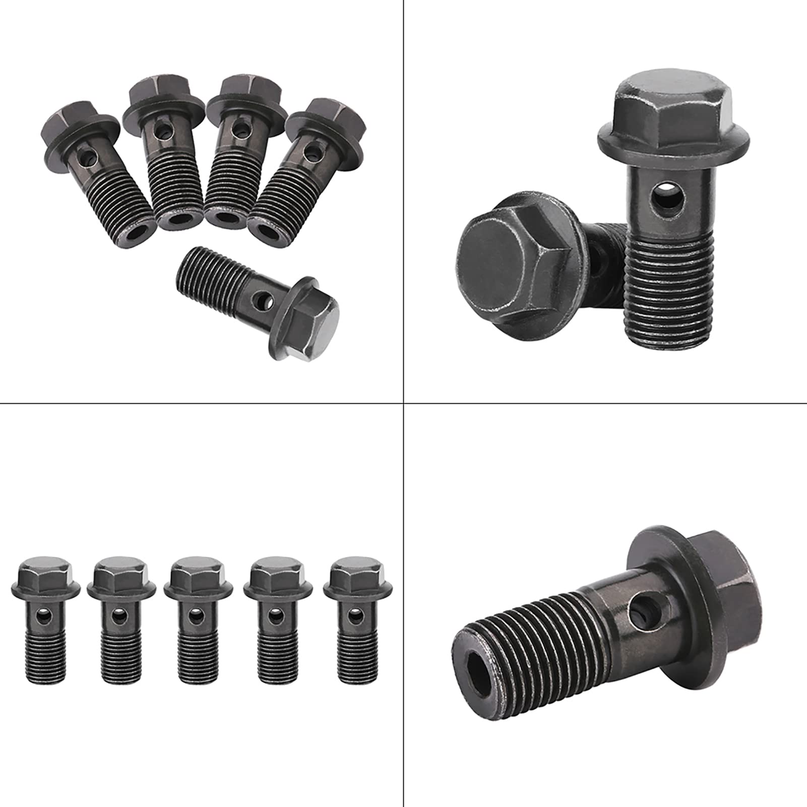 5 Bulloni Banjo Freno M10 E 10 Rondelle In Ferro Per Moto – Filettatura 1,25mm E 1,0mm – Antiruggine