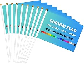 Naispanda Drapeau de Poche Personnalisé avec mât, Mini Drapeaux Personnalisés, Petit Drapeau Personnalisé pour les Jeux, les équipes Sportives, les événements Sportifs - 50 Pièces
